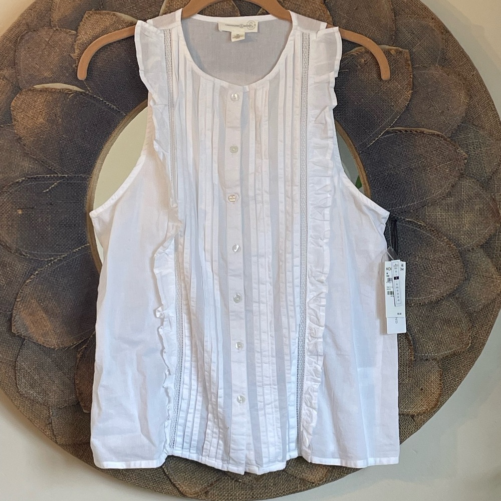 Treasure and Bond Sleeveless Ruffle Blouse NWT